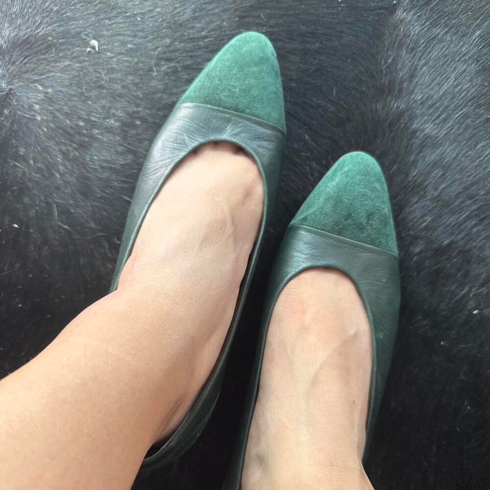 Green suede Anne Klein ballet flats